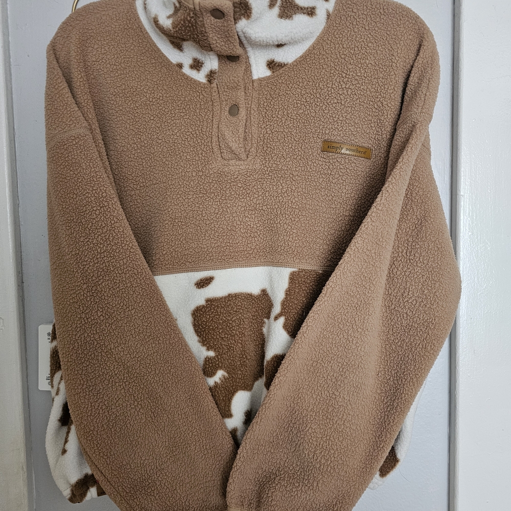Simply Southern Tan and Cream Cowl Neck Sweater